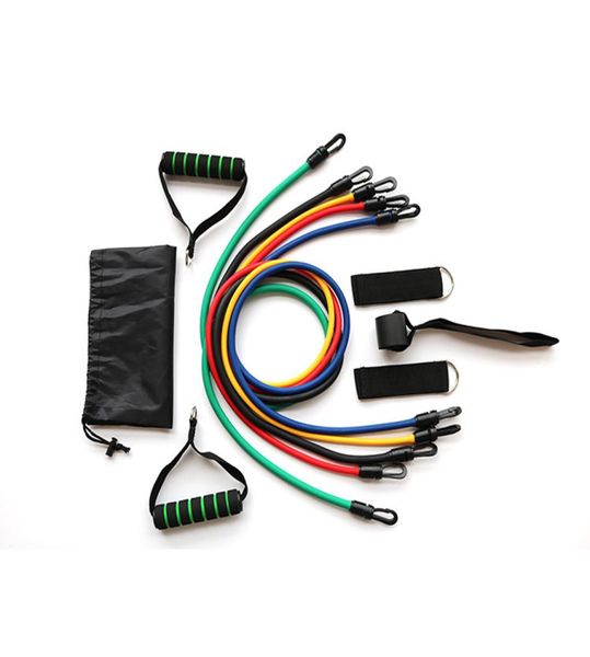 

11pcs in 1 set fitness resistance bands exercise tubes practical elastic training rope yoga pull rope pilates workout cordages dhl4658899