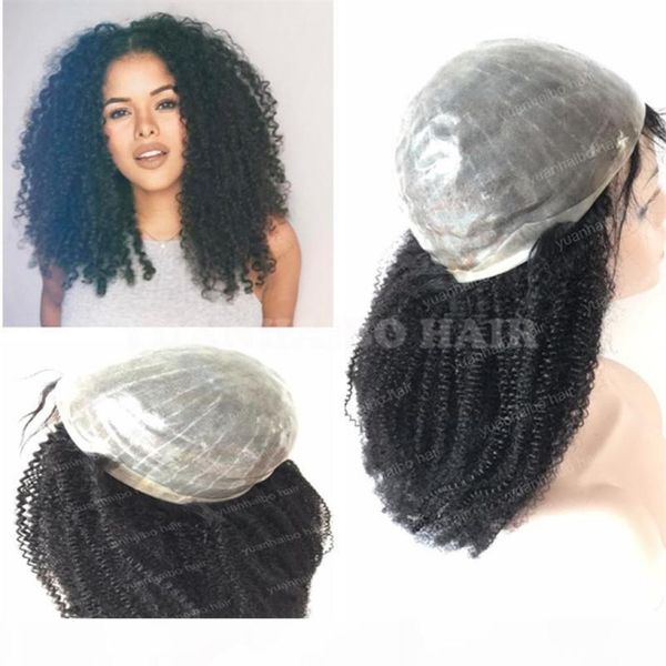 

fashion 8a geade 1b black color virgin brazilian hair kinky curly full thin skin pu wig 8836831, Black;brown