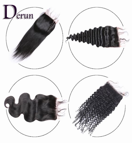 

unprocessed brazilian peruvian malaysian indian human hair 4quotx4quot lace closure body wave deep wave straight kinky cur4023093, Black;brown