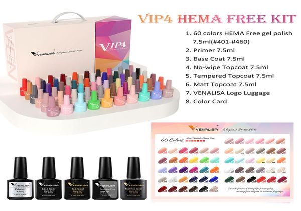 

2023 vip 4 gel polish kit ship 75ml 60 wonderful colors uv nail gel set venalisa factory 71708k1885112, Red;pink