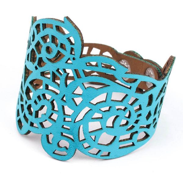 

whole punk style faux leather bracelet with fashion individual hollow pattern delicate handmade jewelry8863249, Golden;silver