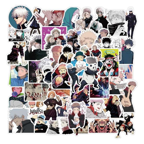 

50pcs anime jujutsu kaisen yuji ltadori gojo satoru stickers notebook koelkast guitar skateboard waterproof sticker6656003, Silver