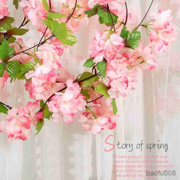 

sachet bags artificial cherry flowers hanging vine decor fake blossoms flower garland suitable for wedding decoration performance stage r230