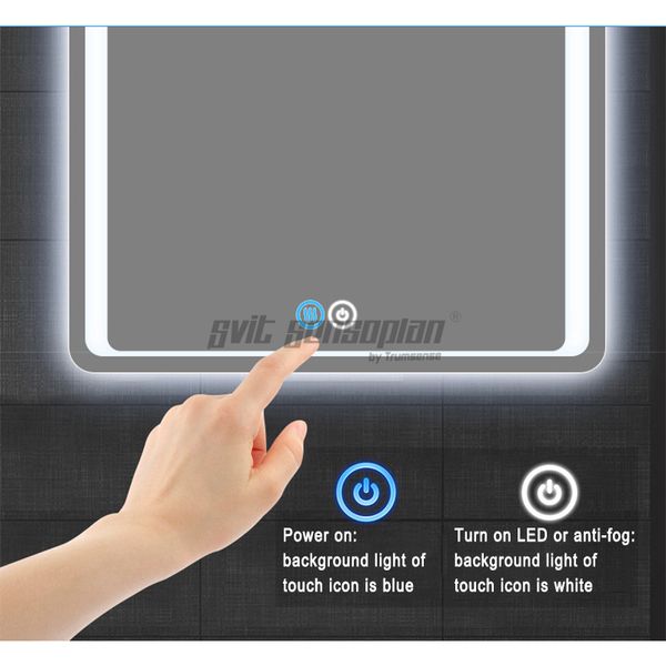 

1 piece anti mist dual key led mirror dimmer touch switch blue white back light mirror touch sensor colour change ing