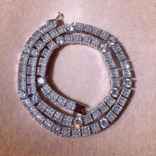 

gzys jewelry wholesale 6mm square diamond cut 18k cuban chains necklace with cz diamond, Silver