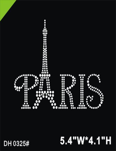 

eiffel tower rhinestone transfer iron on for tshirt paris heat transfer dh03256366639, Black