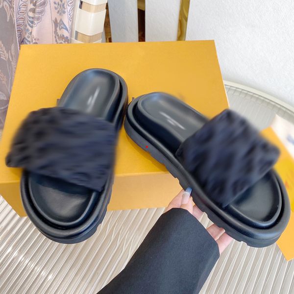 

2023 fashion fashion women's slippers designer colorful women's platform fashion sandals middle heel canvas back sandals beach res, Black