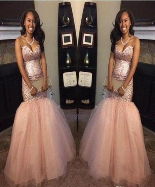 

2017 peach blingbling sequins south africa black girl backless mermaid prom dresses sweetheart backless intage aso ebi evening gow3855913