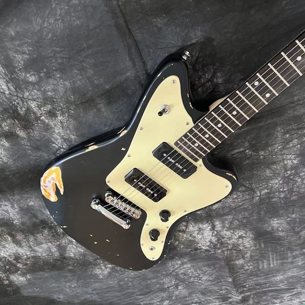 

new arrivals electric guitar black color 6 strings guitarra relics by hands