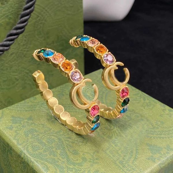 

2022 new color diamond hoop huggie earrings aretes orecchini fashion personality large circle earrings women's wedding party designer j, Golden