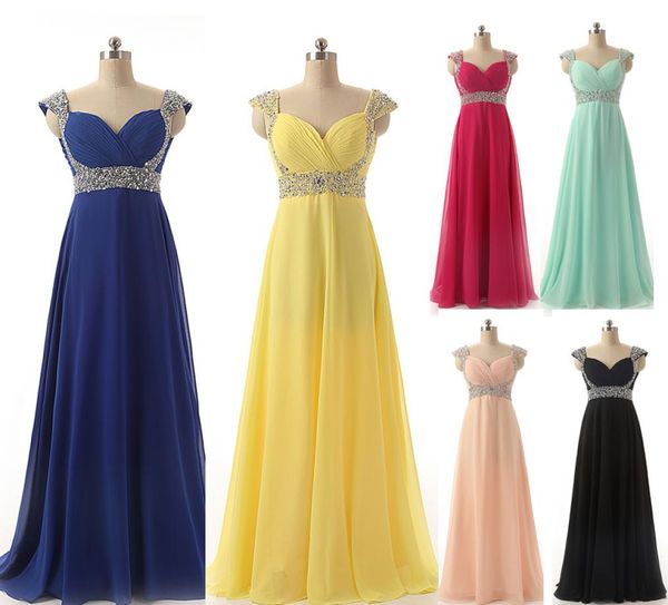 

chiffon formal occasion prom evening dresses beads yellow red silver royal blue mint blush bridesmaid party gowns long real 6759232, Black;red