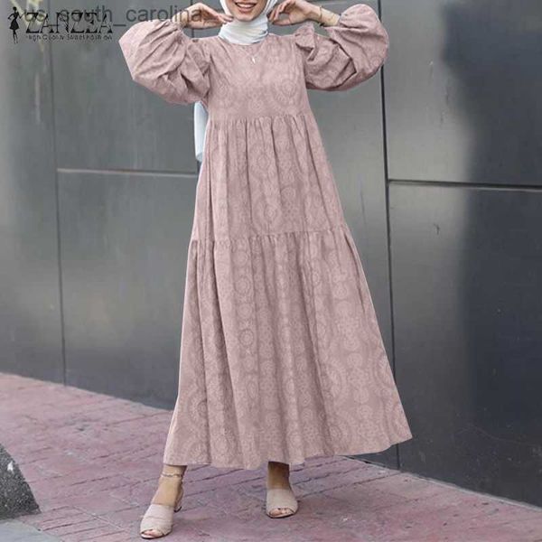 

islam clothing zanzea muslim dresses women dubai abaya turkey stylish hijab dress maxi sundress eid mubarak kaftan vestidos robe l230522, Black;gray