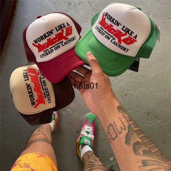 

ian connor sicko trucker hat new mesh hat truck driver hat breathable sunvisor duck tongue hat, Blue;gray