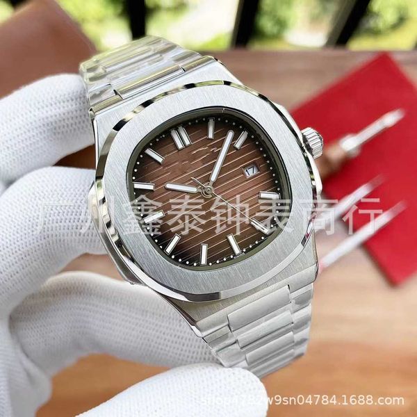 

diamond luminous wrist watches patas 40mm*8.3mm 3k 5711 ppf all-in-one mechanical men's 316l precision steel iced out bezel gift pate p, Slivery;brown
