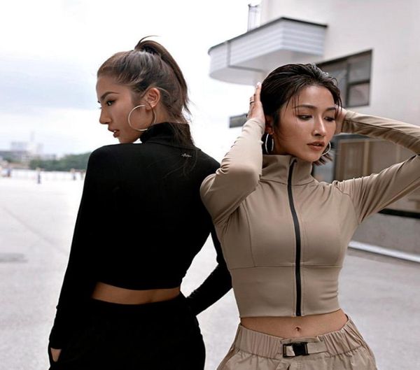 

fitness jacket yoga women long sleeve running training zipper sports shirt quick dry jogging crop workout sportswear3366196, White;red