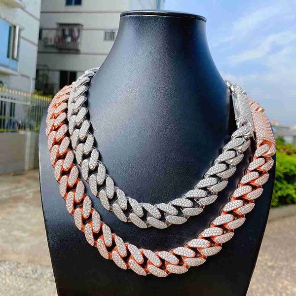 

pass diamond tester gra certificate hip hop 3 rows 18mm iced silver maimi vvs moissanite cuban chain