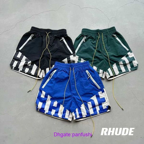 

rhude shorts wholesale designer for sale high street patchwork shorts fashion loose men's and women's holiday beach pants ins bask, White;black