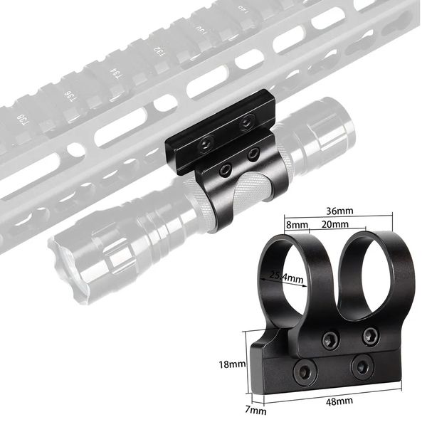 

tactical 1" flashlight torch laser sight offset side ring mount for quad rail keymod handguard hunting caza accessories