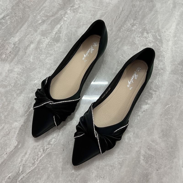 

flat shoes womens pointed head 2023 spring new all-match french single shoe shallow mouth soft soled work shoes comfortable, Black