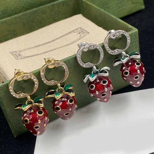 

wwwstrawberry aretes charm earrings 18k gold-plated silver-plated brass material resin streamer luxury earrings designer for women. wedding, Golden