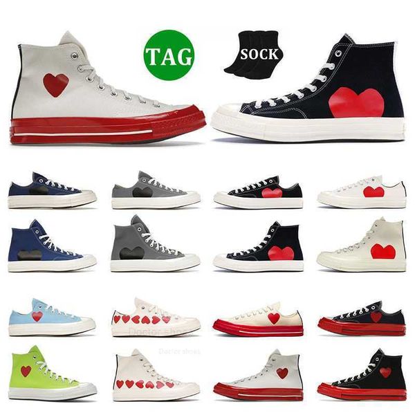 

2023 for men women casual shoes 1970s canvas shoe all stars 1970 flat play red eyes multi hearts mens sneakers womens trainers size 35-44, Black
