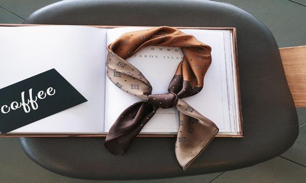

feminine luxury printing silk headbands hair band scarf design scarfs bow ribbon fashion bag handle bundle for women girl christma9086804, Silver