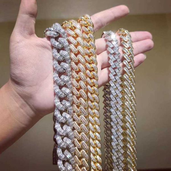 

wholesale white gold 14mm mens diamond cuban link chain for men, Silver