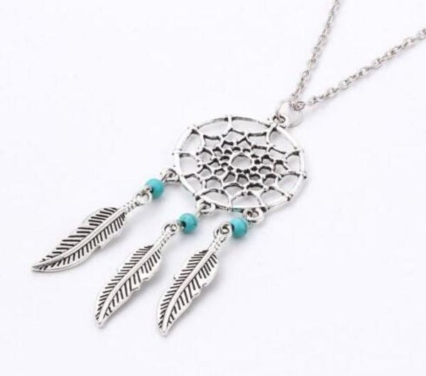

dream catcher feather turquoise charms choker vintage silver dreamcatcher necklaces pendant women fashion jewelry girls bijoux 10p6736022