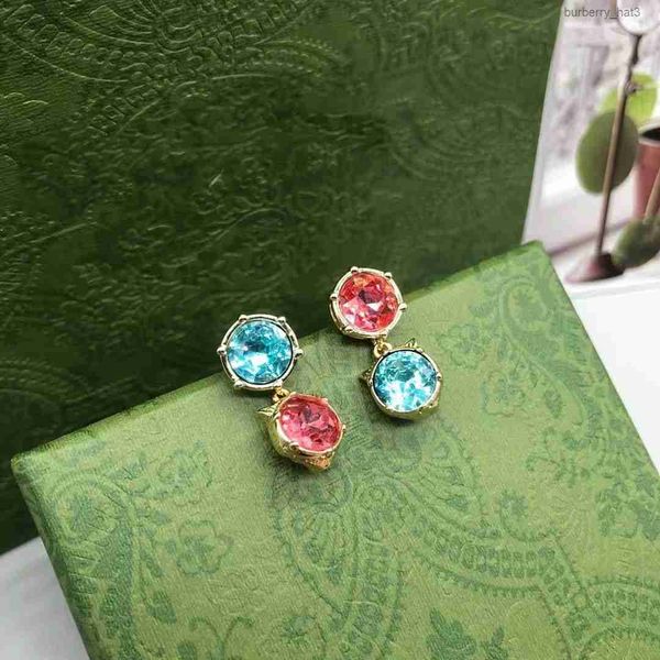 

charm earrings 2022 new fashion luxury brand designer gemstone pendant women classic asymmetrical earrings wedding party jewelry with box an, Golden