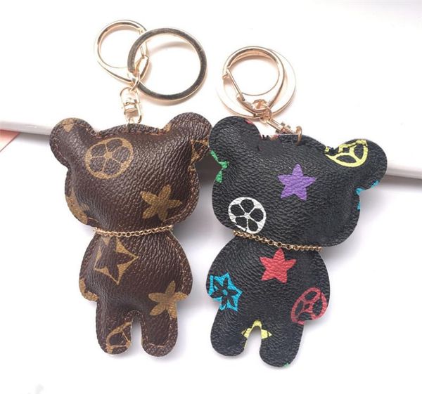 

new fashion key chain accessories tassel key ring pu leather bear pattern car keychain5807033, Silver