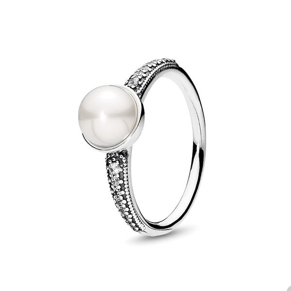 

white pearl wedding party rings for pandora authentic sterling silver jewelry designer ring set for women girls crystal diamond ring with or, Slivery;golden