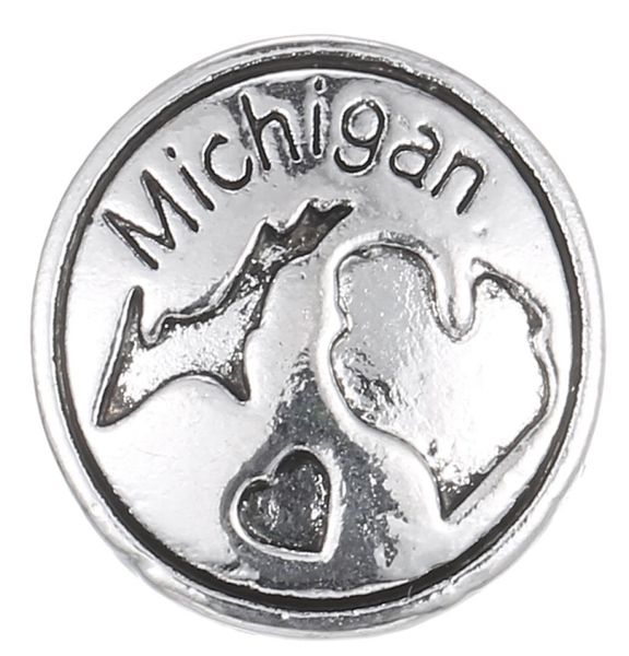 

10pcslot 2017 silver michigan snap buttons 18mm charms jewelry snap for diy silver snap bracelet5785991, Golden;silver