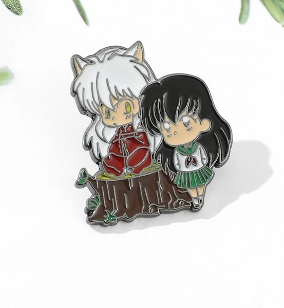 

cute inuyasha and kagome cartoon brooch anime accessories silver5016608, Blue