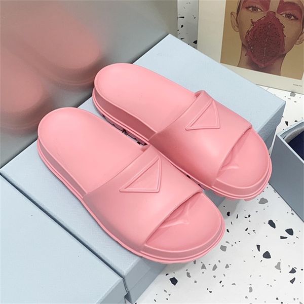 

fashion slide womens rubber sandals designer flat bottomed beach slippers, Black