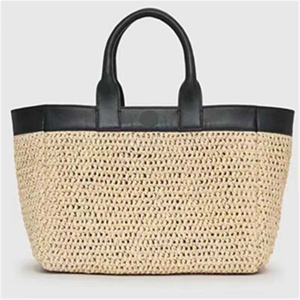 

ab brand letter logo grass woven beach bag black shoulder strap single shoulder large capacity portable tote bag small 230605