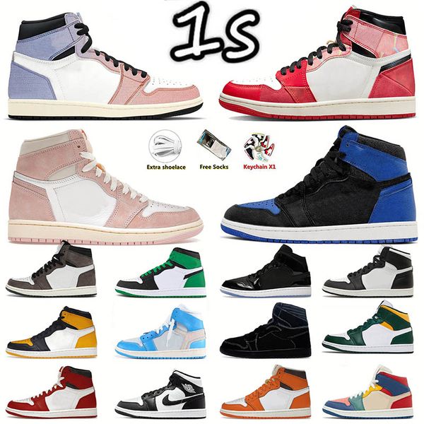 

2023 designer mens women jumpman 1 basketball shoes olive washed pink black white patent bred dark mocha next chapter royal reimagined mens