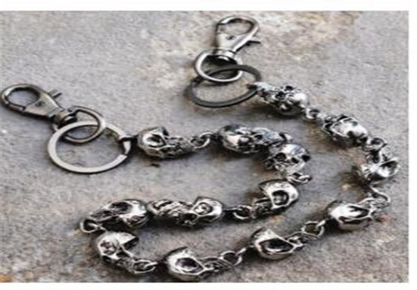 

40cm66cm heavy waist biker wallet rock punk skull trousers motorcyle hiphop dance pant jean chains metal keychain men jewelry4074773, Silver