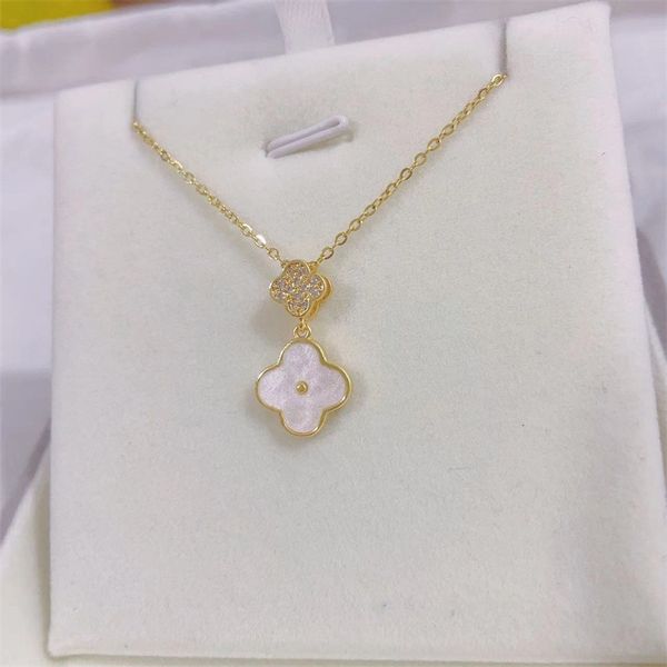 

luxury designer pendant necklaces double layered clover pendant necklace 18k gold plated necklaces for mother's day thanksgiving day je, Silver