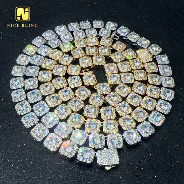 

18k gold plated cuban link chain men fashion jewelry hip hop 10mm sugar necklace 5a cz, Silver