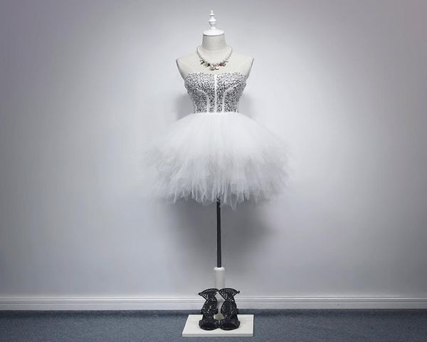 

real strapless white homecoming dresses 2020 beaded sequins tulle ball gown short prom dresses cocktail party gowns graduati6723072, Blue;pink