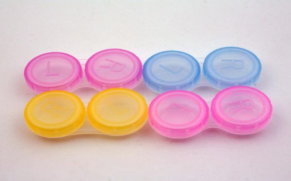 

500pairs lowest contact lens case lovely colorful dual box double case lens soaking case9080060
