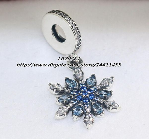 

2015 winter 925 sterling silver crystalized snowflakes dangle charm bead with blue cz fits european jewelry bracelets & necklace9498609, Black