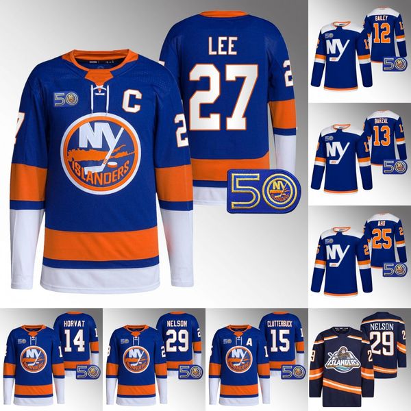 

27 anders lee hockey islander jersey bo horvat josh bailey noah dobson brock nelson anthony beauvillier zach parise cal clutterbuck casey ci, Black;red