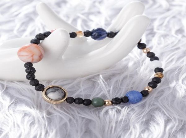 

original solar system 9 planets bracelets for women universe stars handmade crystal stones elastic astronomy lucky bracelet gift3414216, Black