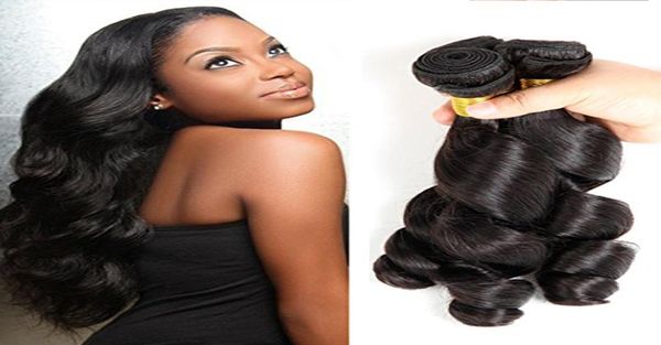 

peruvian virgin hair bundles 3pcslot 100gpcs 8a 100 unprocessed human hair weaves peruvian loose wave hair wefts natural black 8825467, Black;brown