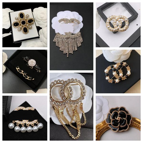 

luxury brand desinger brooch women crystal rhinestone pearl letter brooches suit pin fashion gifts jewelry accessories 20style, Gray