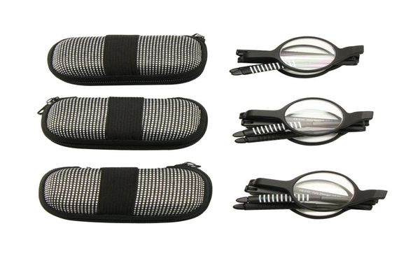 

folding retro round shape reading glasses with case foldable presbyopia hyperopia geek pocket reader 10 to 353 pack4099934