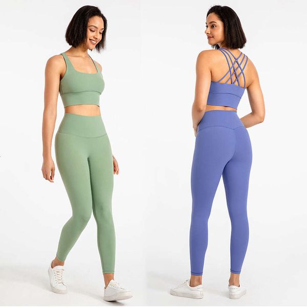 

workout clothes for women gym clothing 2 pieces set naked feeling yoga sets strappy sports summer bra high waist seamless leggings bodybuild