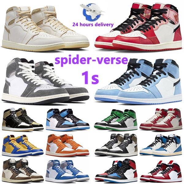 

jumpman 1 1s mens basketball shoes spider-verse lost found washed heritage starfish bred patent craft sail praline palomino gai men women tr