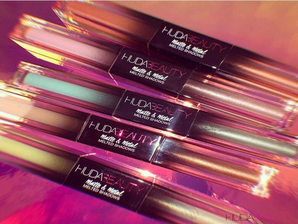 

whole huda 2 in 1 lipgloss liquid eyeshadow glittering shimmer makeup eye shadow liquid metallic waterproof 5pcsset3992130
